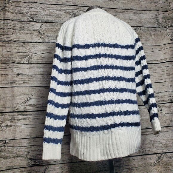 Madewell Striped Oversized Crewneck Cable knit Sweater Size Small - Picture 4 of 10